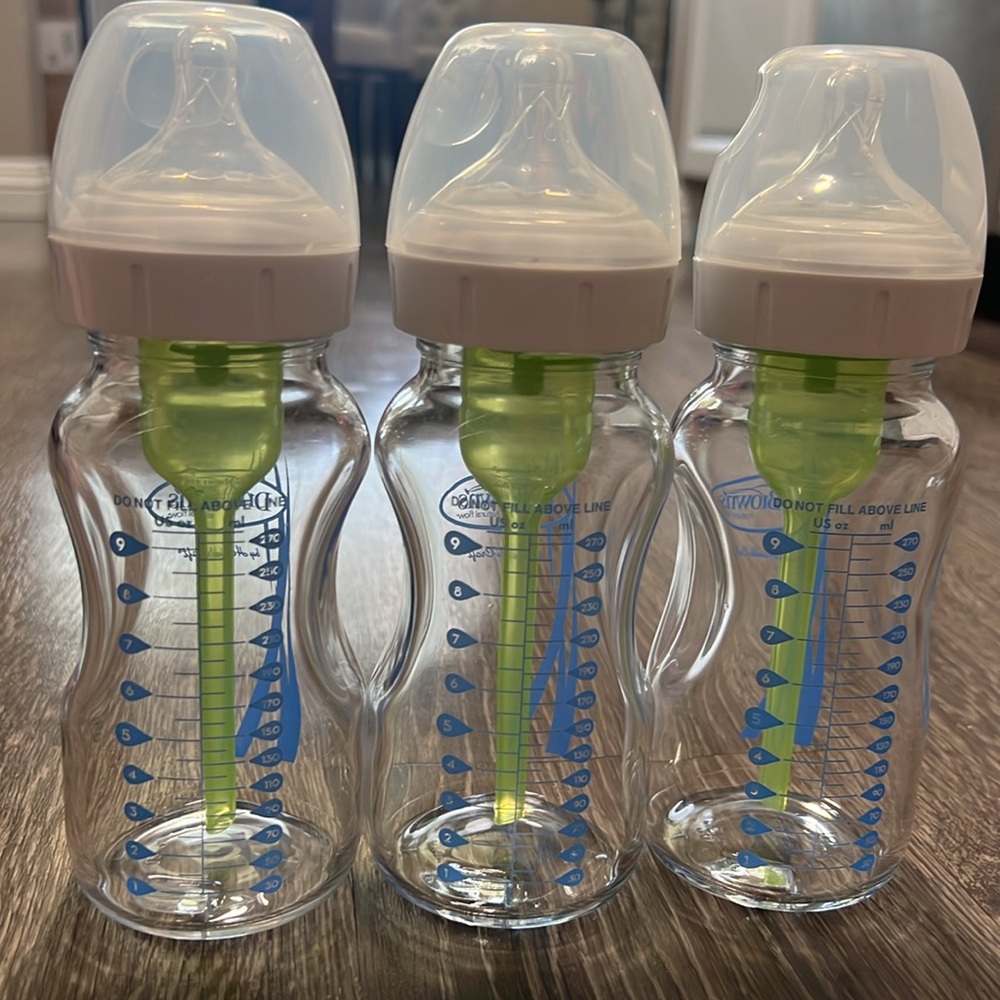 NEW in Box Dr. Brown’s 3 Pack Wide Neck Glass Baby Bottles!
